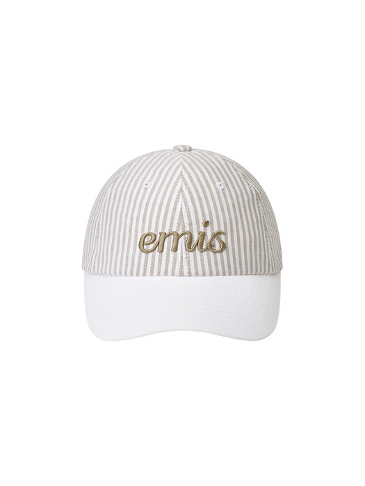 Emis Stripe Ball Cap-Beige