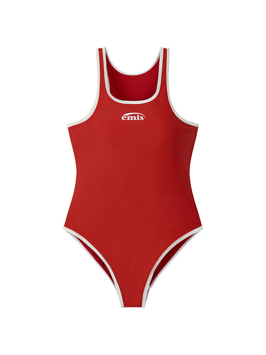 [emis] RACER BACK SWIMSUIT-RED