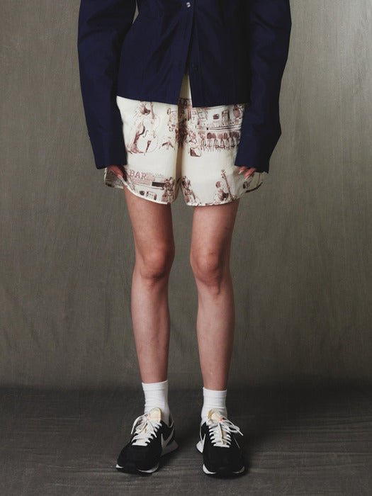 Kijun Libre Shorts Print Beige