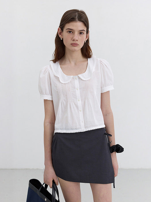 Dunst Frill Collared Blouse White