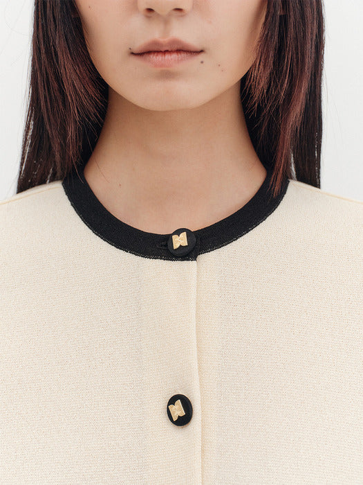 [EENK] [K] Round Neck Knitwear Cardigan - 2 Colors