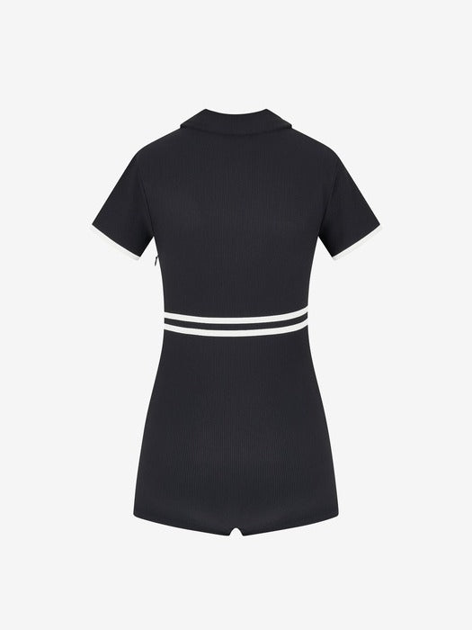 Ribbed Collared Jumpsuit Swimwear_FS2SWH2456F_BLK