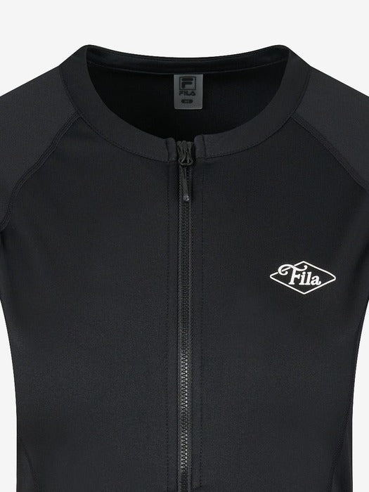 Semi-cropped zip-up rashguard_FS2RTH2451F_BLK
