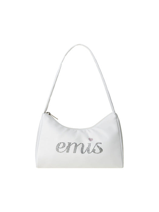 [emis] RHINESTONE HOBO BAG-WHITE