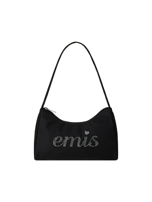 [emis] RHINESTONE HOBO BAG-BLACK