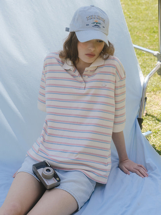 Tillidie Striped collar t-shirt Ivory
