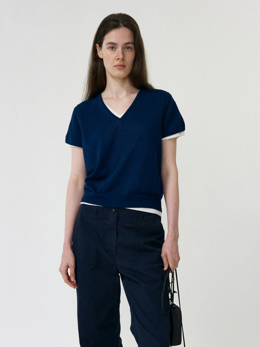 Lany Short Sleeve Knit (Navy)