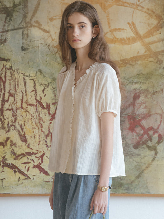 Tillidie Lace frill blouse Butter
