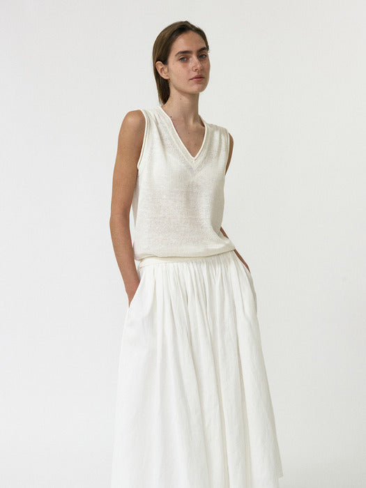 Dore Sleeveless Knit Top (Ivory)