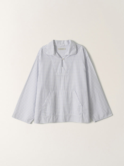 Aya Half Neck Anorak (Blue Check)