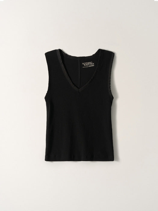 Nothing Written Easy V-Neck Sleeveless Top (Black)