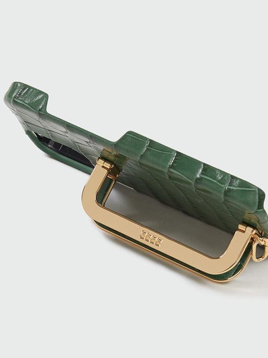 [EENK] Phone Case with Leather Strap - Croco Green