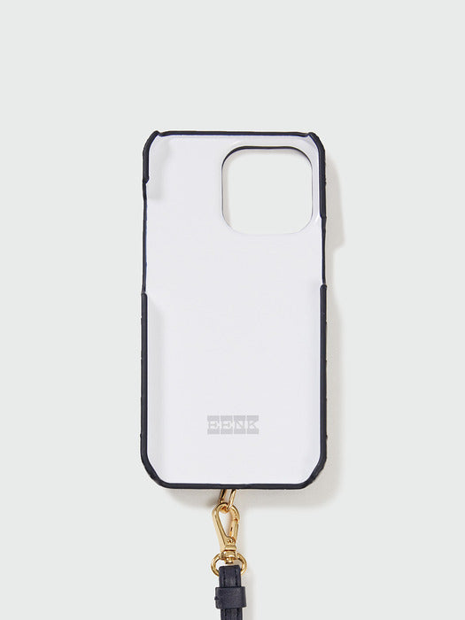 Eenk Phone Case with Leather Strap - Croco Navy