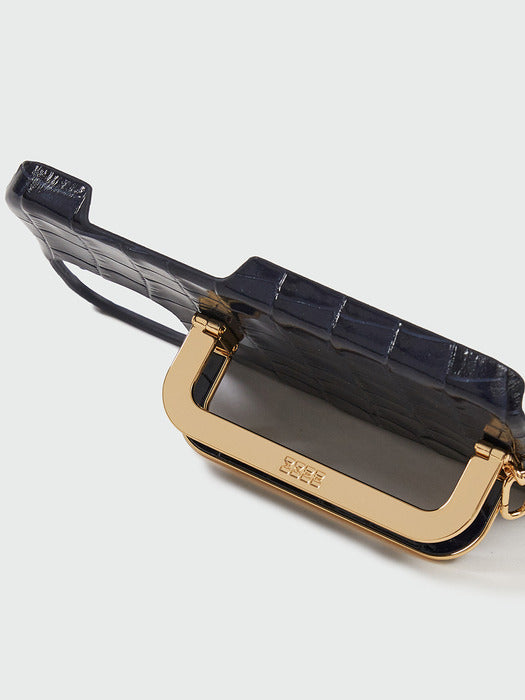 Eenk Phone Case with Leather Strap - Croco Navy