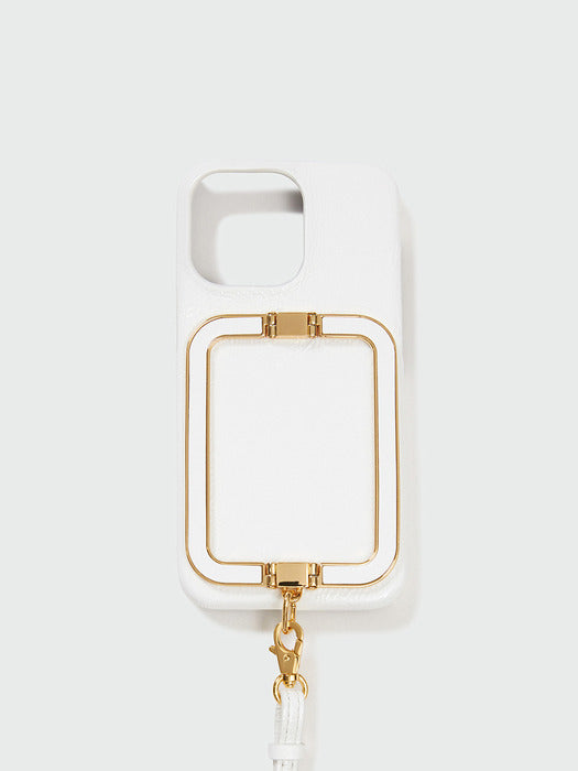 [EENK] Phone Case with Leather Strap Crinkle White