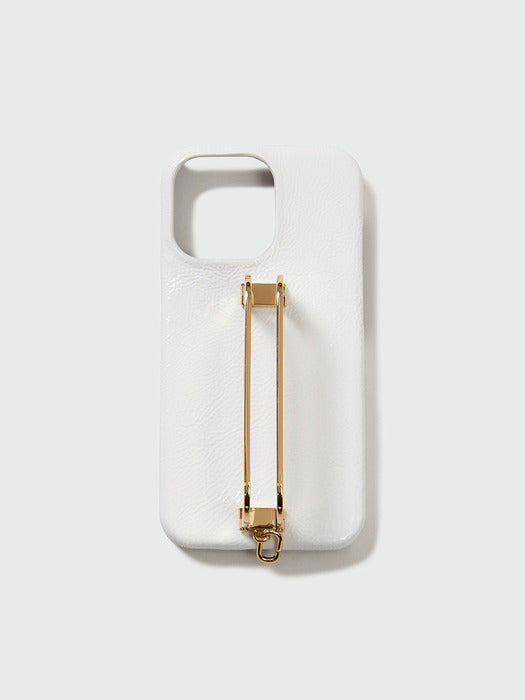 [EENK] Phone Case with Leather Strap Crinkle White