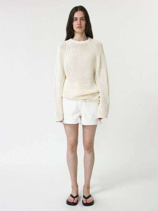 Nothing Written Washed Cotton Shorts (White Ivory)