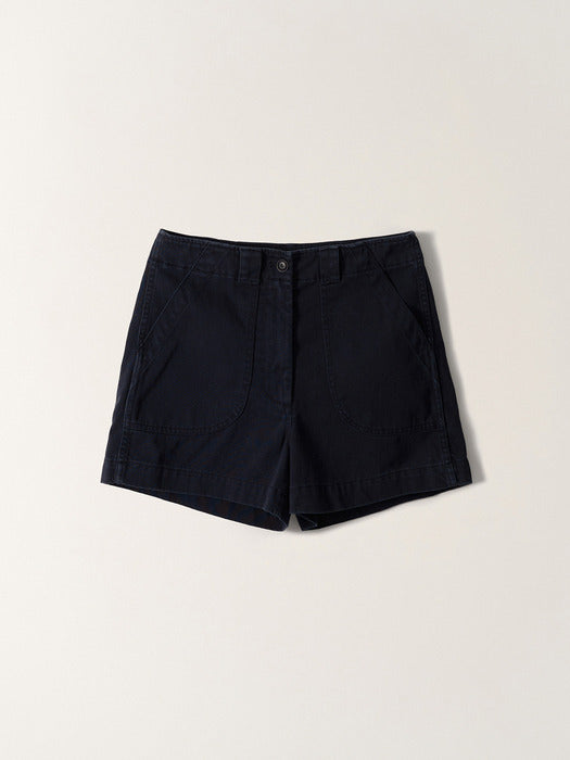 Nothing Written Washed Cotton Shorts (Dark Navy)