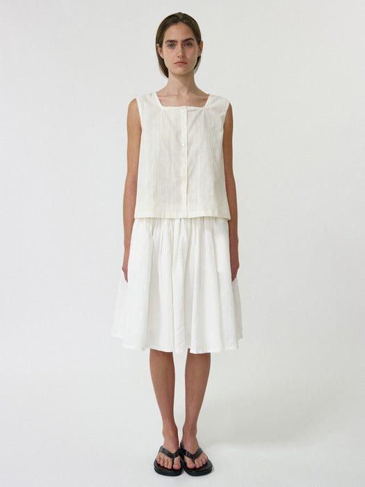 Nothing Written Shore Linen Flare Skirt (White)