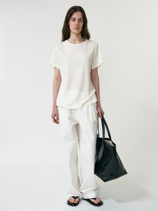 [nothing written] Lena 3-Tuck Pants (White)