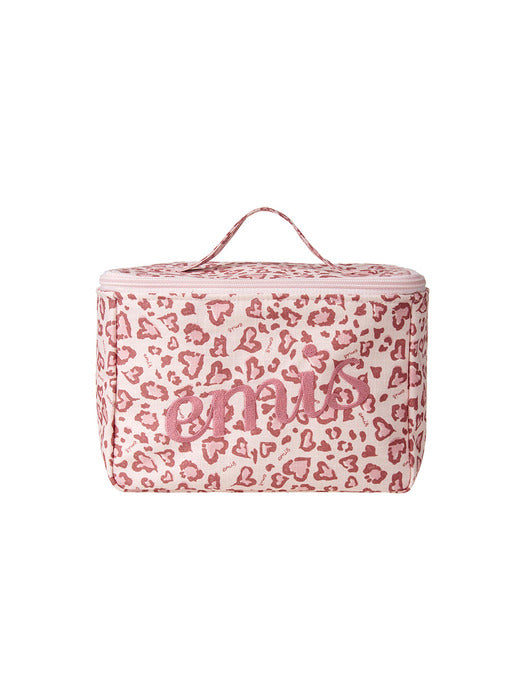 [emis] LOGO LEOPARD COSMETIC BAG-PINK