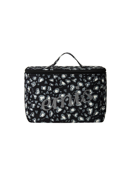 [emis] LOGO LEOPARD COSMETIC BAG-BLACK