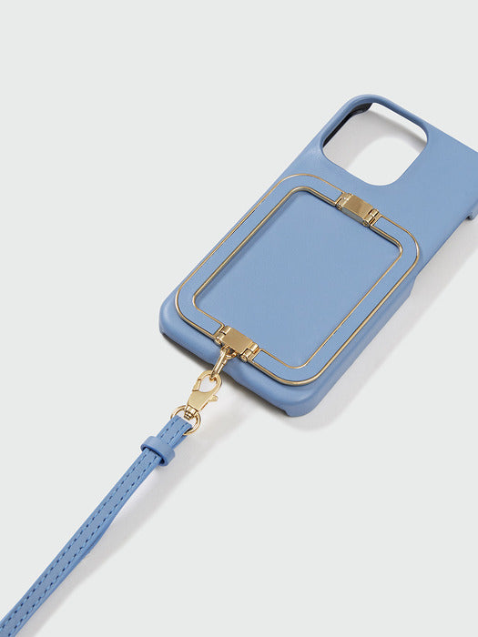 Eenk Phone Case with Leather Strap Cream Blue
