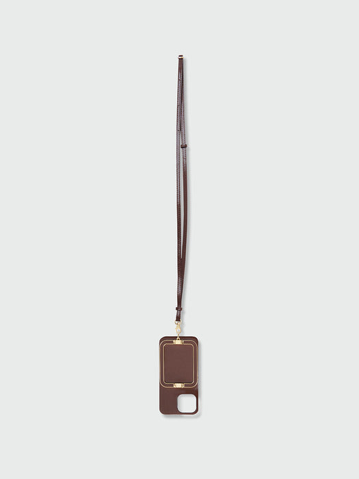 Eenk Phone Case Liney with Strap Chocolate Brown