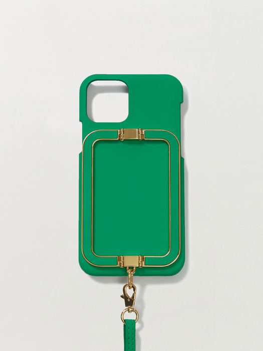 [EENK] Phone Case with Leather Strap Liney Green