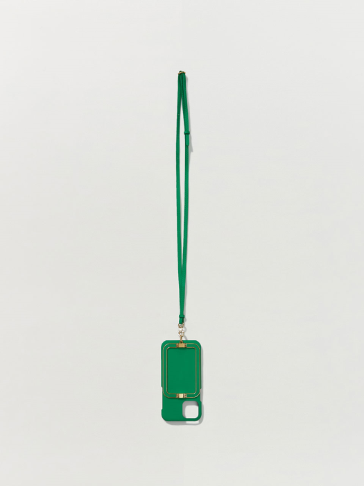 [EENK] Phone Case with Leather Strap Liney Green