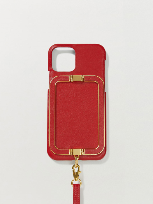 Eenk Phone Case with Leather Strap Liney Red
