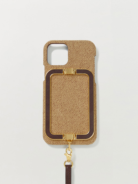 [EENK] Phone Case with Leather Strap Liney Camel