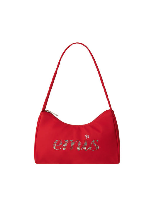 [emis] RHINESTONE HOBO BAG-RED