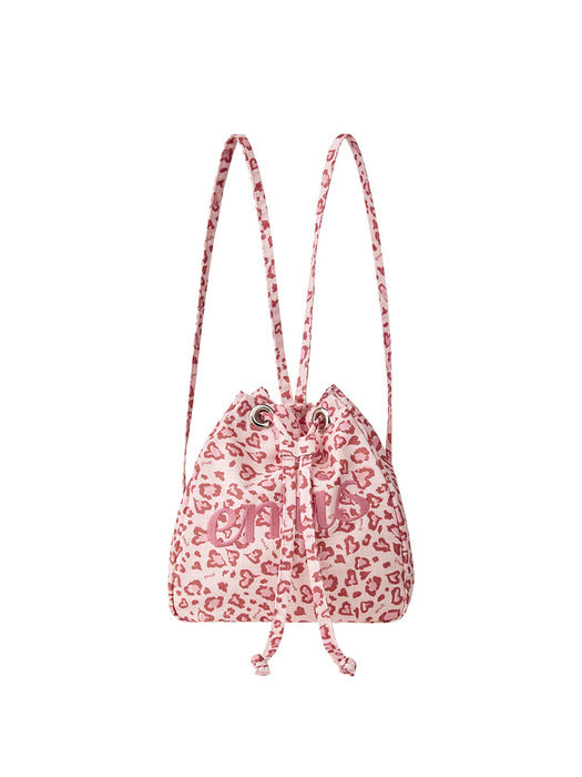 [emis] LOGO LEOPARD STRING BACKPACK-PINK