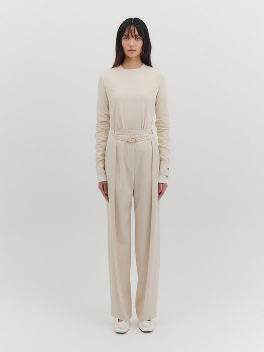Eenk High-Waisted Belted Tuck Pants - 2 Colors