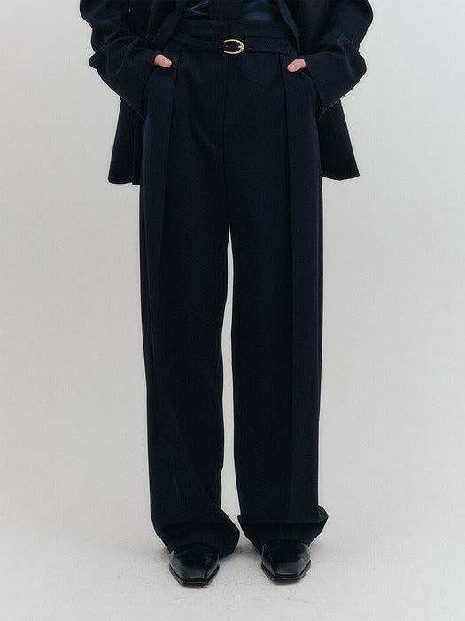 Eenk High-Waisted Belted Tuck Pants - 2 Colors