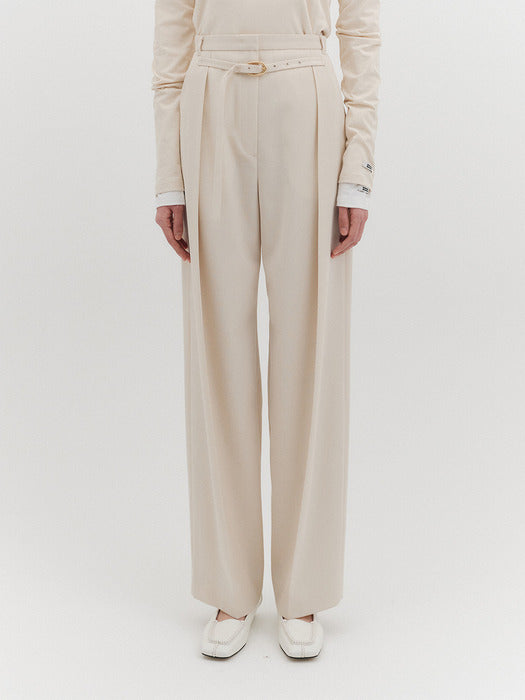 Eenk High-Waisted Belted Tuck Pants - 2 Colors