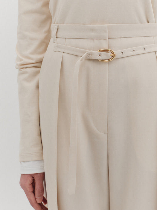 Eenk High-Waisted Belted Tuck Pants - 2 Colors