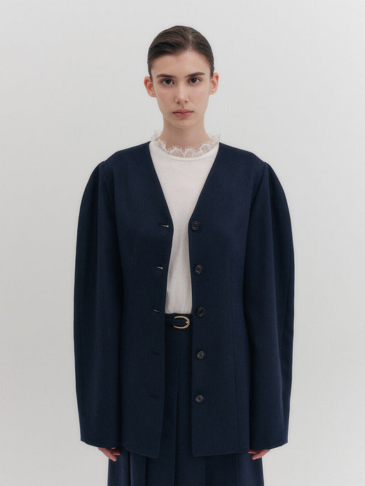 Eenk Oversized Hourglass Jacket - Navy