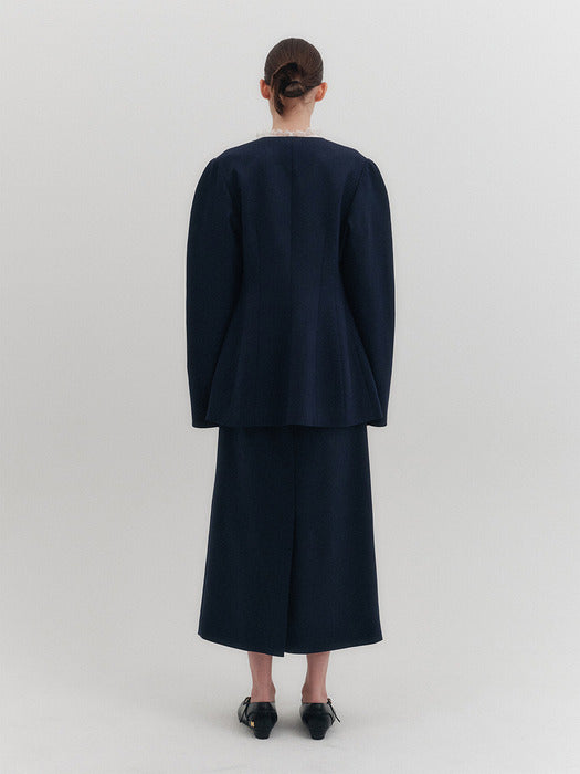 Eenk Oversized Hourglass Jacket - Navy