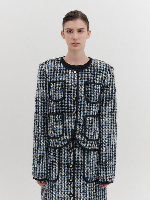 Eenk Panel Short Jacket - Blue Multi