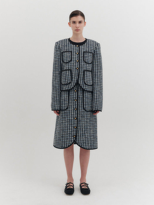 [EENK] Panel Short Jacket - Blue Multi