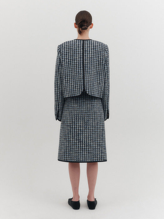 [EENK] Panel Short Jacket - Blue Multi