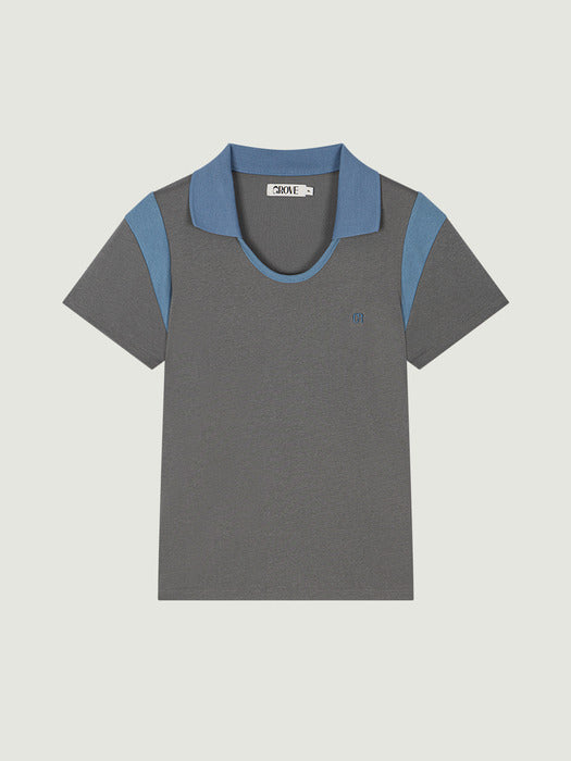 Grove 25Hs Ela U-Neck Collar T-Shirt (Grey)