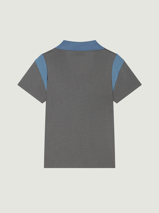 Grove 25Hs Ela U-Neck Collar T-Shirt (Grey)