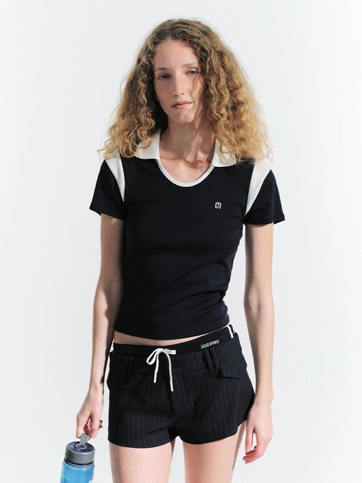 Grove 25Hs Ela U-Neck Collar T-Shirt (Navy)
