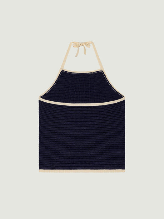 Grove 25Hs Airy Halterneck Top (Navy)