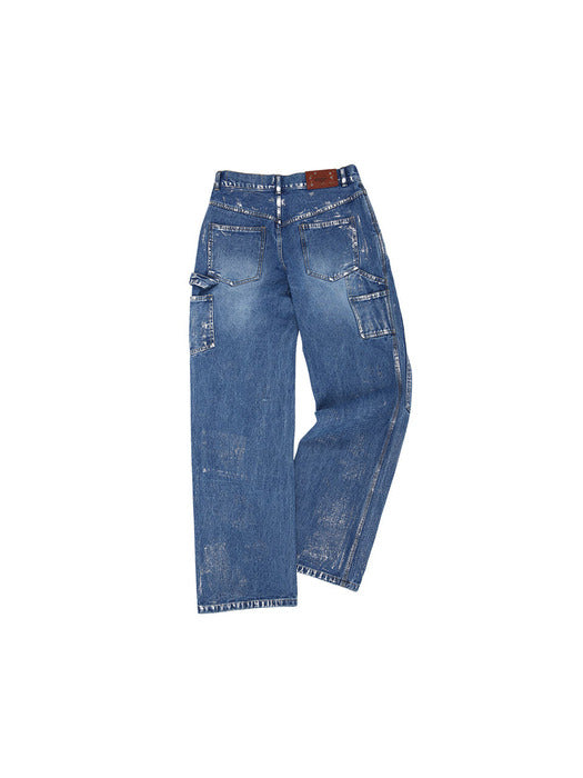 [andersson bell] WAX COATED CARPENTER WIDE-LEG JEANS apa685m(BLUE)