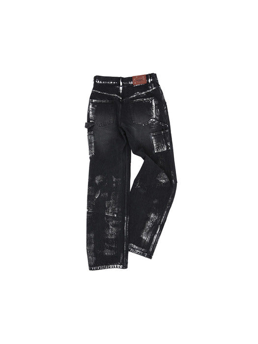 [andersson bell] WAX COATED CARPENTER WIDE-LEG JEANS apa685m(BLACK)