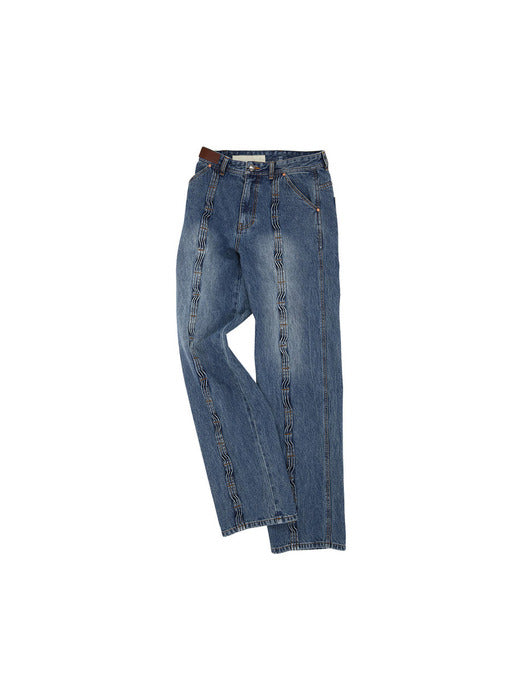 [andersson bell] WAVE WIDE LEG JEANS apa682m(WASHED BLUE)